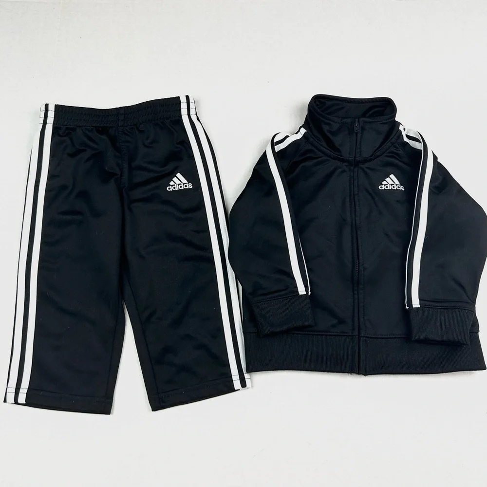 Adidas Black & White Striped Track Suit 12M